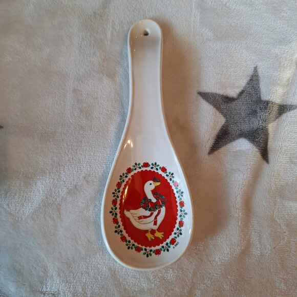 Christmas Geese From Treasure Craft Made in USA Spoon Rest 971-50 1987 - Picture 6 of 8
